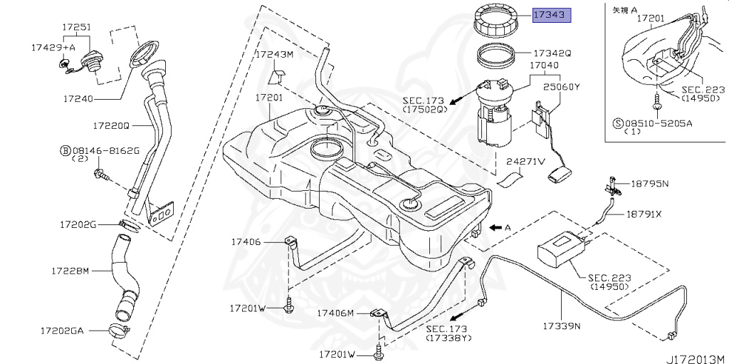 17343-79900 - Nissan - Plate, Lock Fuel Gauge - Nengun Performance