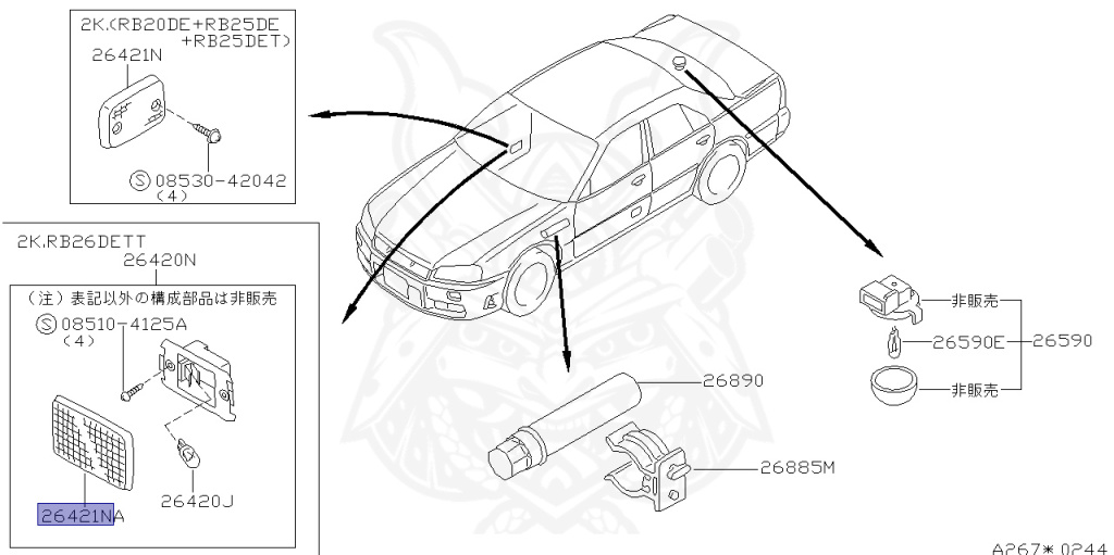 Nissan - Skyline - R34 25GTT - ER34 - 1999 - 25GT TURBO - 2-door hardtop (2K) - AUTOMATIC-FLOOR SHIFT(AT.F4) - HI-CAS 2-Link Drive (HI.2WD) - RB25DET