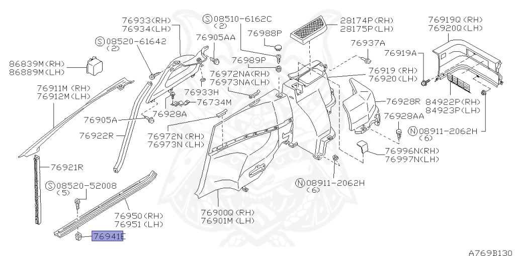 のん 01281-00053 - Nissan - Grommet, Kicking Plate - Nengun