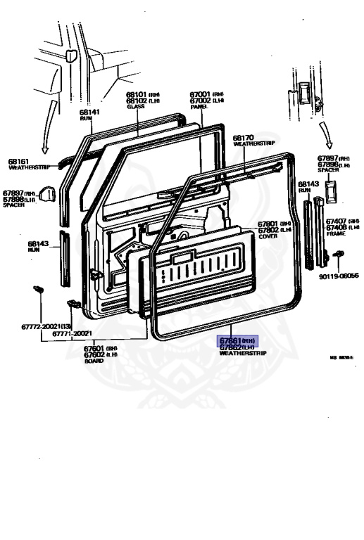 67861-90300 - Toyota - Weatherstrip, Front Door, Rh - Nengun