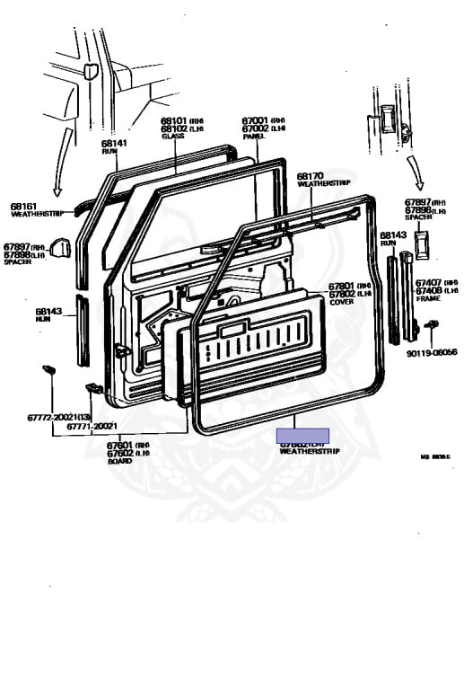 67861-90300 - Toyota - Weatherstrip, Front Door, Rh - Nengun
