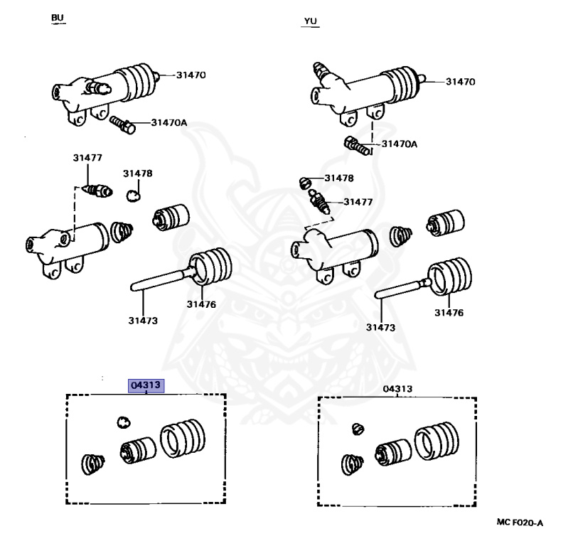 04313-22020 - Toyota - Cylinder Kit, Clutch Release - Nengun