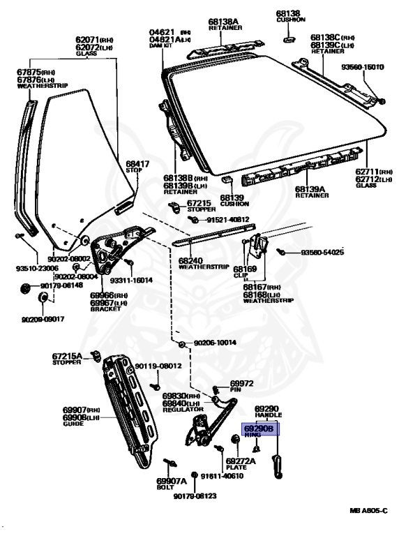 90520-01274 - Toyota - Ring, Shaft Snap (for The Front Door