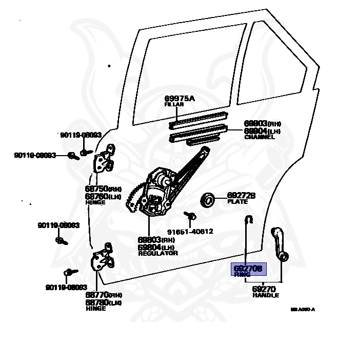 リング 90520-01274 - Toyota - Ring, Shaft Snap (for The Front Door