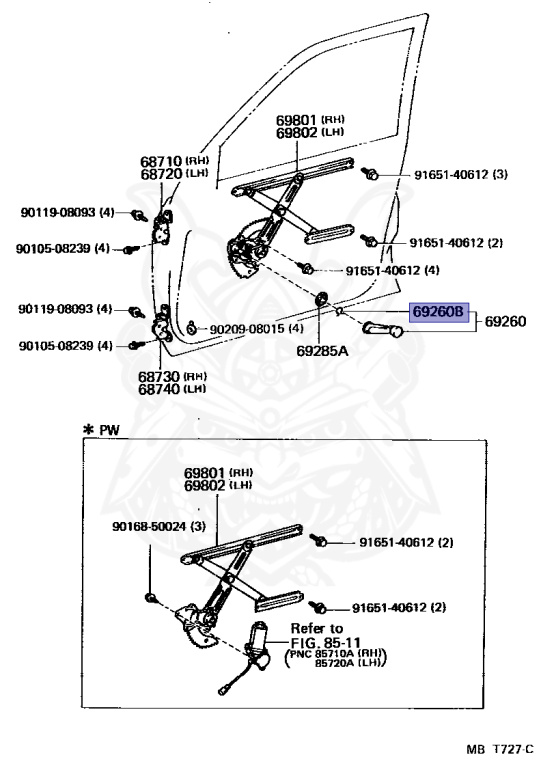 90520-01274 - Toyota - Ring, Shaft Snap (for The Front Door