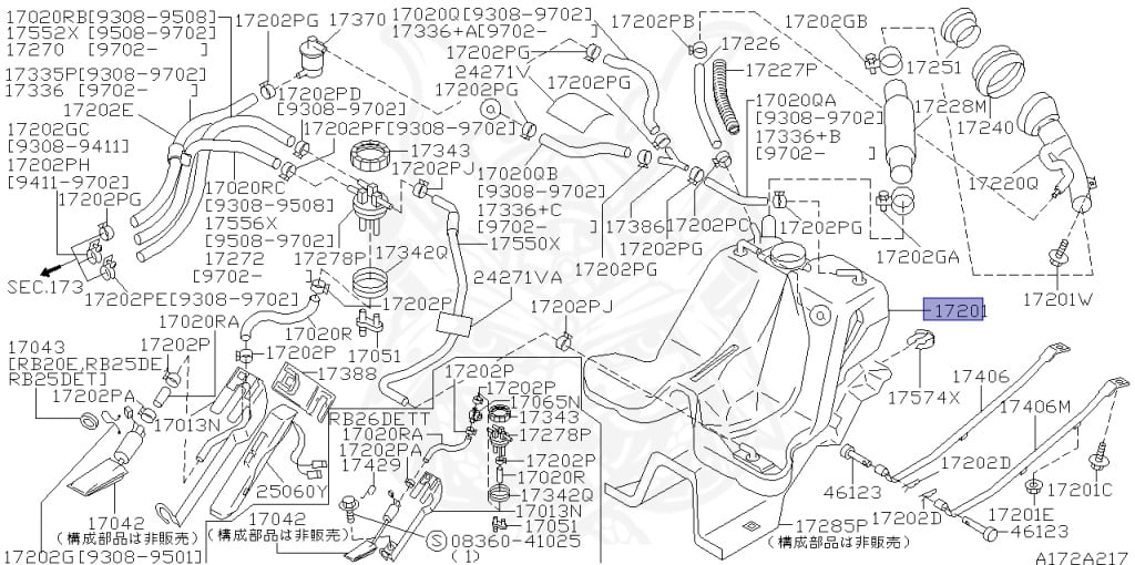 Nissan - Skyline - R33 GTS - R33 - 1996 - GTS - 2 door hard top (2K) - 2 WHEEL DRIVE(2WD) - AUTOMATIC-FLOOR SHIFT(AT.F4) - IRS TYPE(IRS) - RB20E