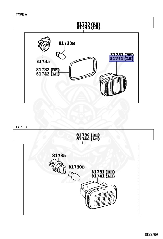 よ 8173102040 Genuine Toyota Lens Side Turn Signal Lamp Rh/lh 81731