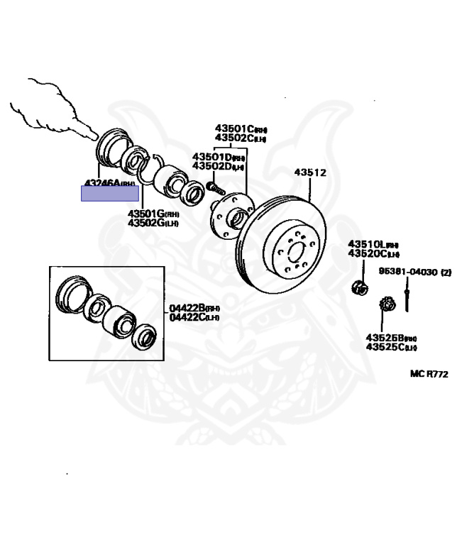 43246-17020 - Toyota - Deflecter, Rear Wheel Bearing Dust, No. 2