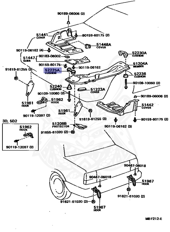 Ｋ 52225-20010 - Toyota - Cushion, Center Member Mounting