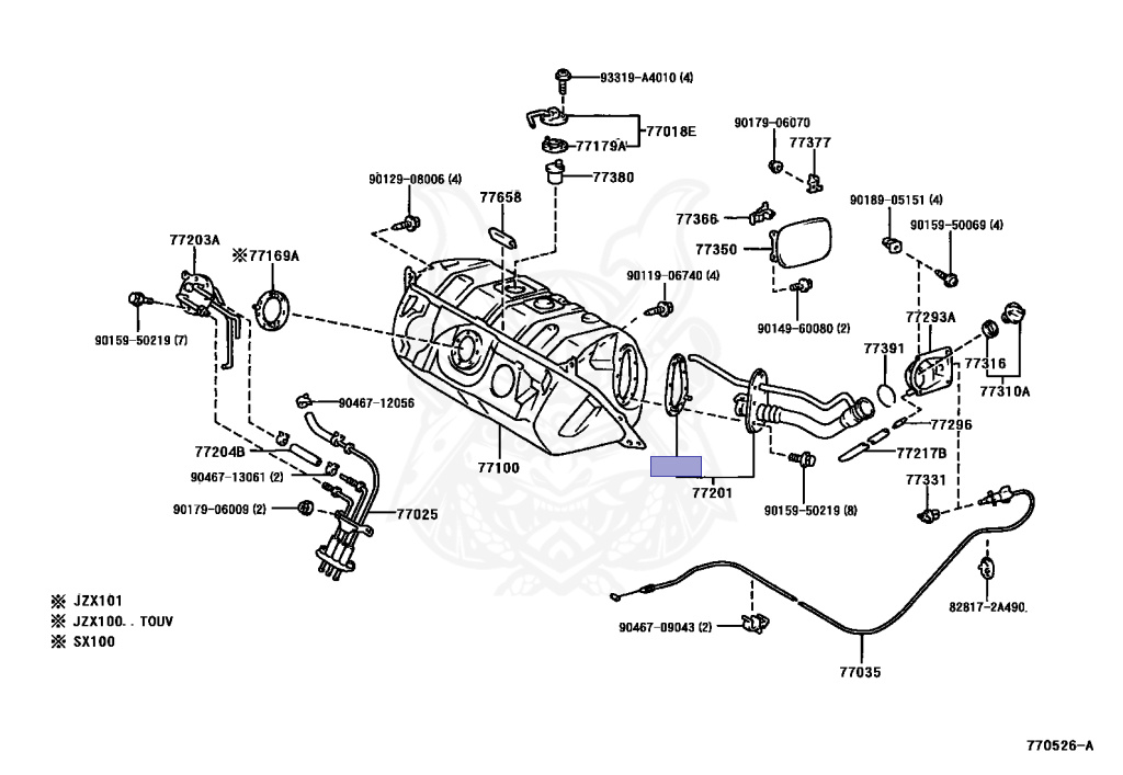 77178-22020 - Toyota - Gasket, Fuel Tank Filler Pipe, Lower