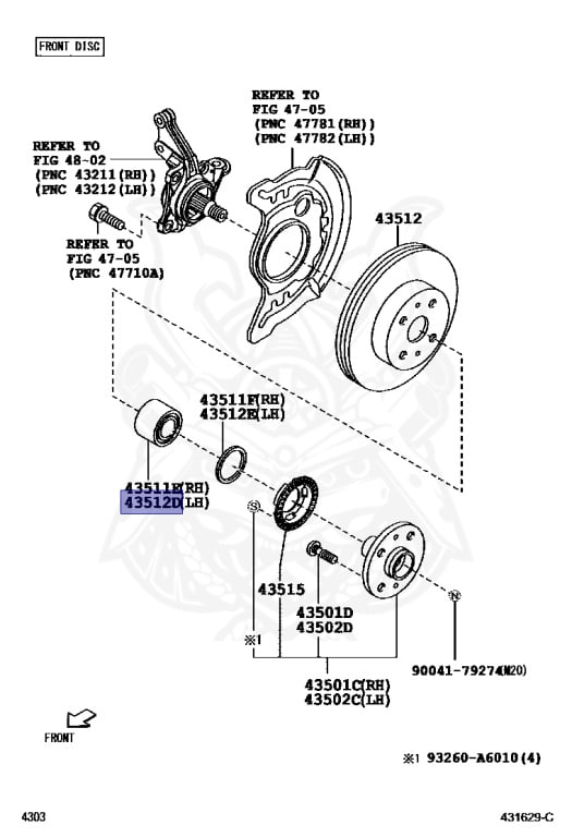 90043-63370 - Toyota - Bearing (for Front Axle Hub Lh