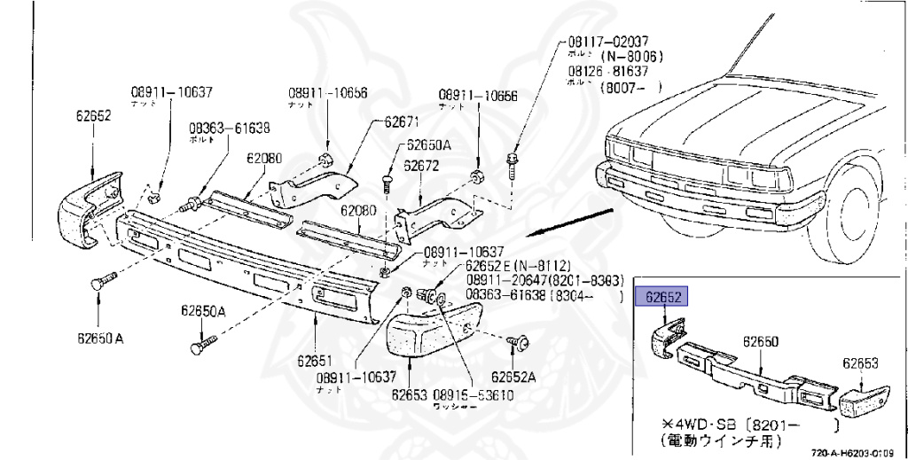 Nissan - Datsun - 720 - 1980 - DELUXE TYPE - Guard Truck (TL) - 2 WHEEL DRIVE(2WD) - 4 SPEED T/M COLUMN SHIFT(R4) - SD22