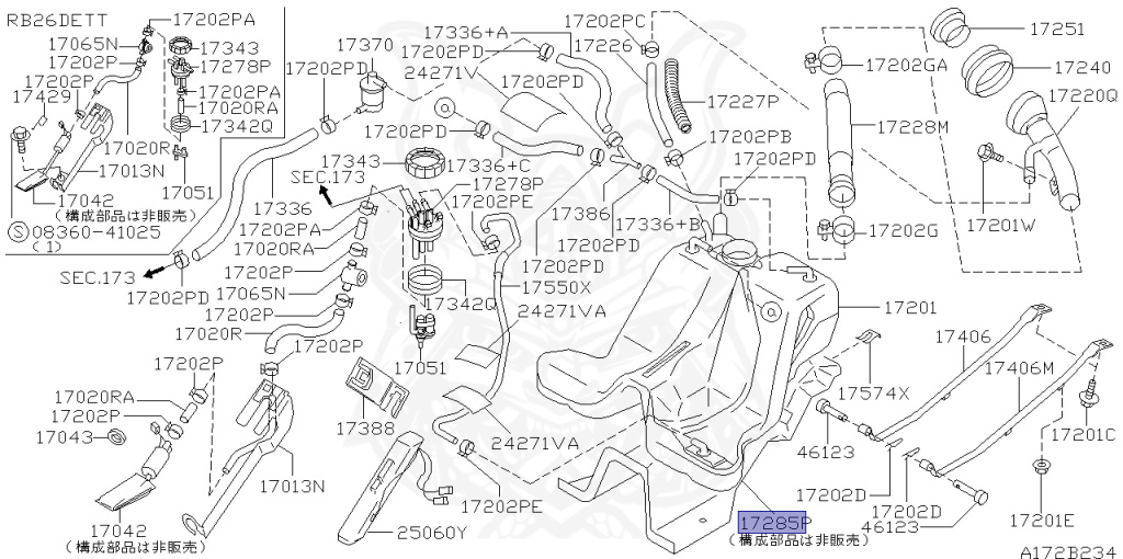 Nissan - Skyline - R34 25GTT - ER34 - 2000 - 25GT TURBO - 4 DOOR SEDAN(4S) - AUTOMATIC-FLOOR SHIFT(AT.F4) - Hi-Cas 2-Link (HI.2WD) - RB25DET