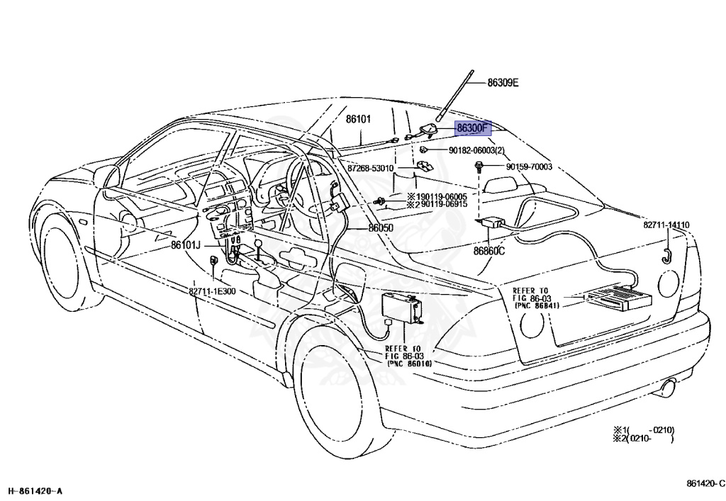 86300-53050 - Toyota - Holder Assy, Antenna (cord / Pole Separate
