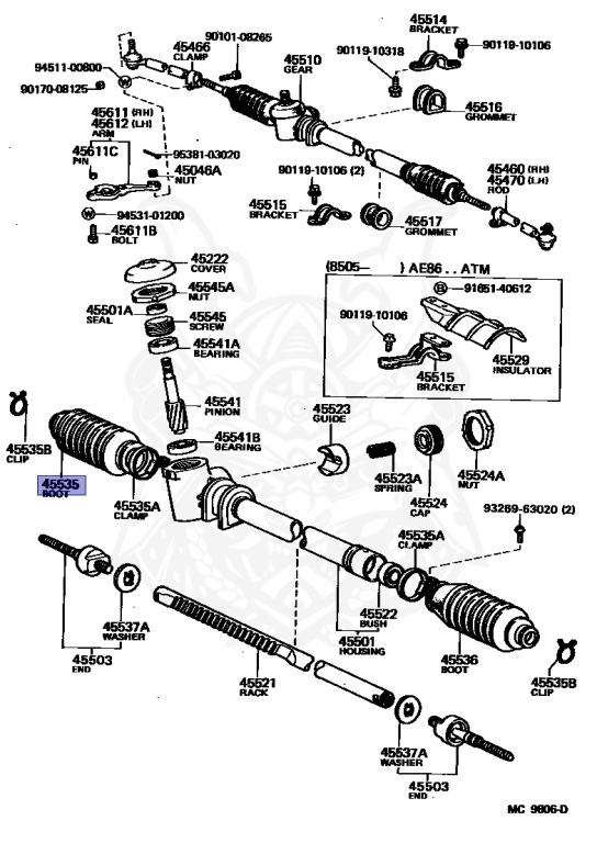 45535-12011 - Toyota - Boot, Steering Rack, No.1 - Nengun Performance