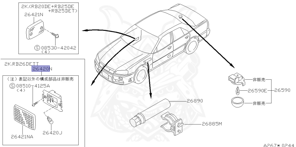 Nissan - Skyline - R34 25GTT - ER34 - 1999 - 25GT TURBO - 2-door hardtop (2K) - AUTOMATIC-FLOOR SHIFT(AT.F4) - HI-CAS 2-Link Drive (HI.2WD) - RB25DET