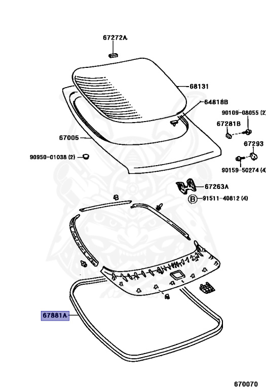 67881-20130 - Toyota - Weatherstrip, Back Door - Nengun Performance