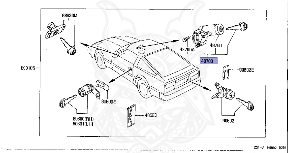 Nissan - Fairlady Z - Z31 - 1989 - ZR - MANUAL TRANSMISSION(MT) - T-bar roof (KZ#) - VG30D