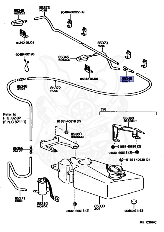 85355-14010 - Toyota - Joint, Windshield Washer Hose, No.1