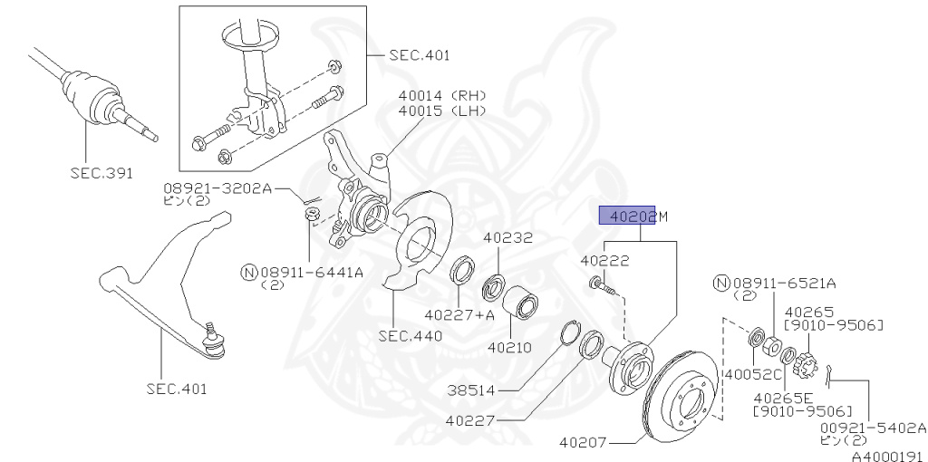 Bern リテンションシステム 40202-0M010 - Nissan - Hub Assembly, Road Wheel Front