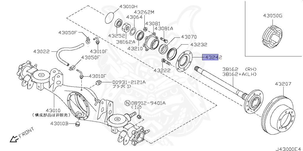 43242-01J00 - Nissan - Gears, Grease Rear Axle Rh - Nengun Performance