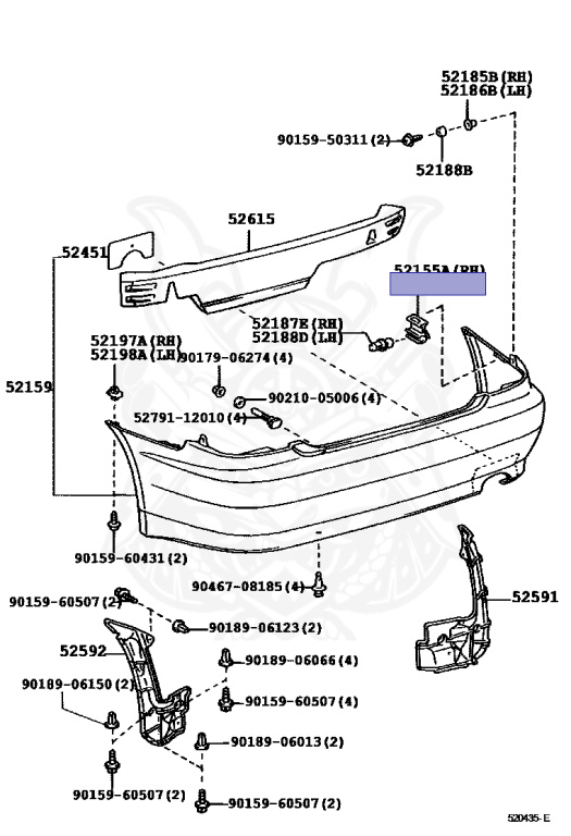 52155-53010 - Toyota - Support, Rear Bumper Side, Lh - Nengun