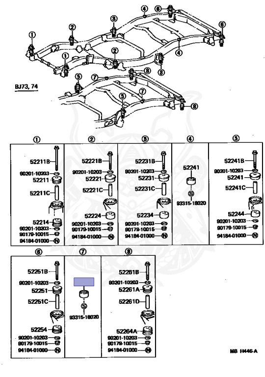 52201-25020 - Toyota - Cushion, Body Mount, No.5 Upper - Nengun