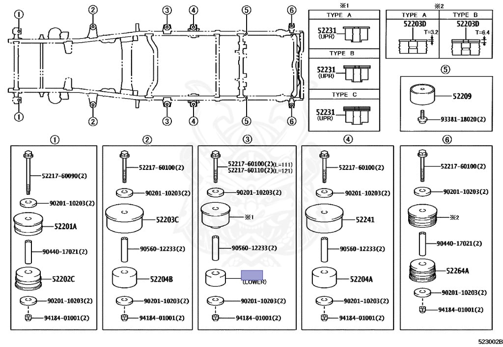 52208-60010 - Toyota - Cushion, Body Mount, No.4 Lower - Nengun
