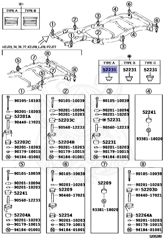52208-60010 - Toyota - Cushion, Body Mount, No.4 Lower - Nengun