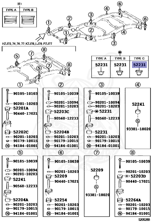 52208-60010 - Toyota - Cushion, Body Mount, No.4 Lower - Nengun