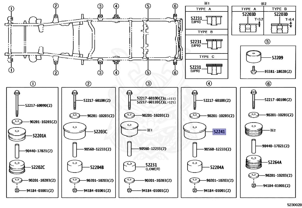 ムーヴ 52203-60030 - Toyota - Cushion, Body Mount, No.5 Upper - Nengun