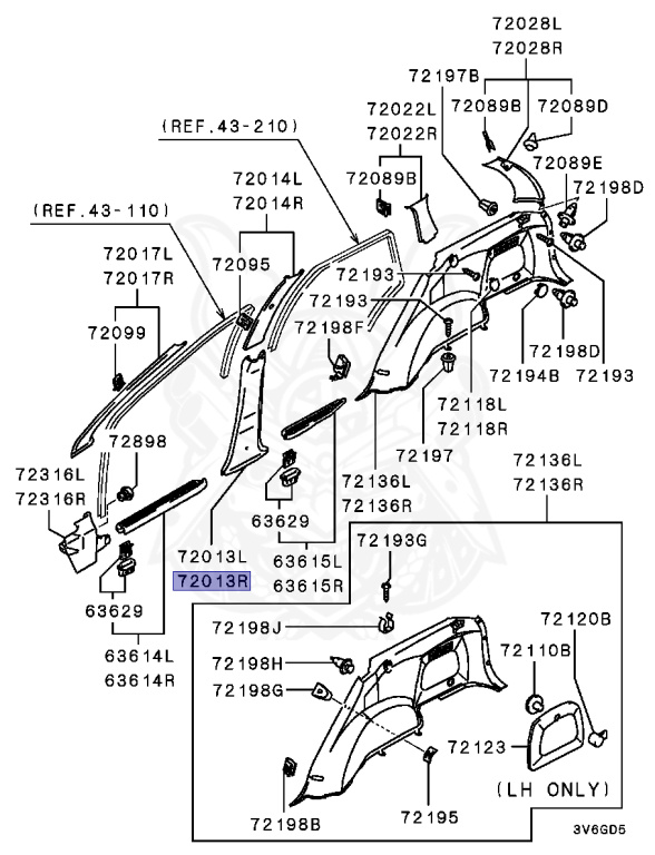 MB793946 - Mitsubishi - Trim, Ctr Pillar, Lwr Rh - Nengun