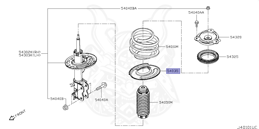 54035-JP00A - Nissan - Lower Rubber Seat, Front Spring - Nengun