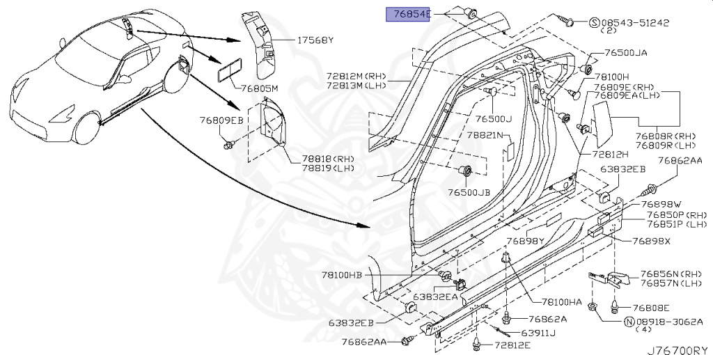 76881-0P000 - Nissan - Grommet, Screw - Nengun Performance