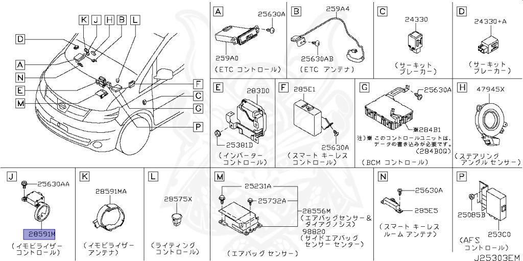 確認 28590-C9968 - Nissan - Immobilizer Control Unit Assembly