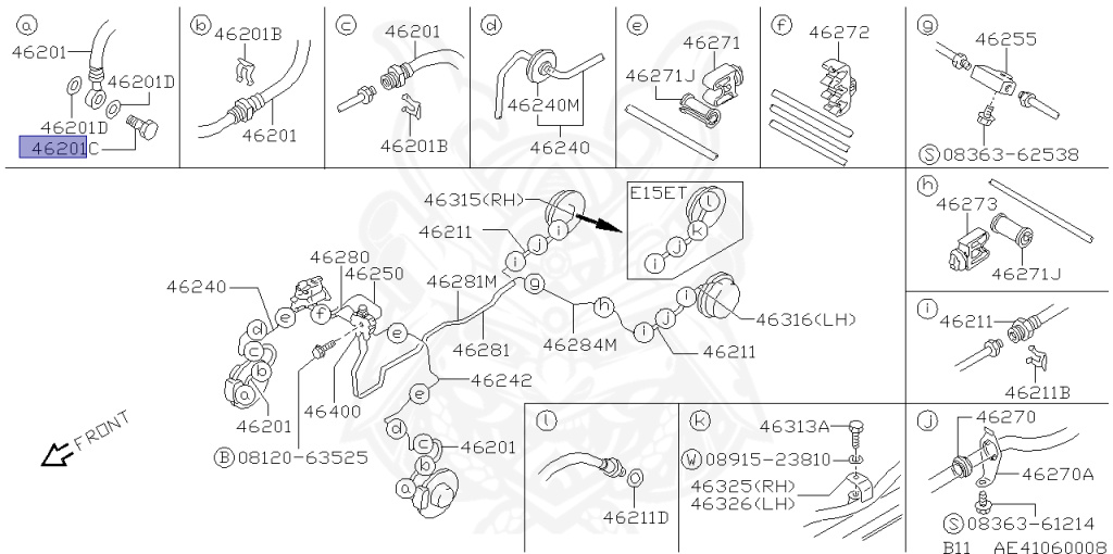 46356-01E01 - Nissan - Bolt, Union Front Brake Hose - Nengun