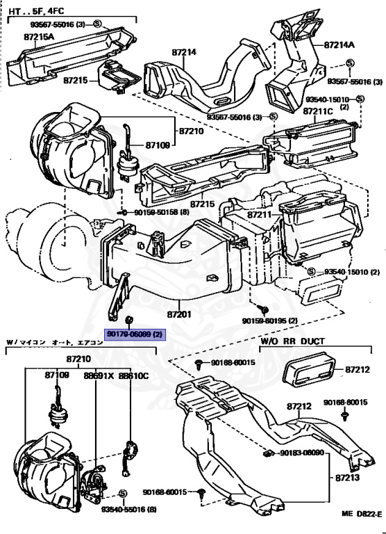 no Heating & air conditioning - control & air duct for Toyota