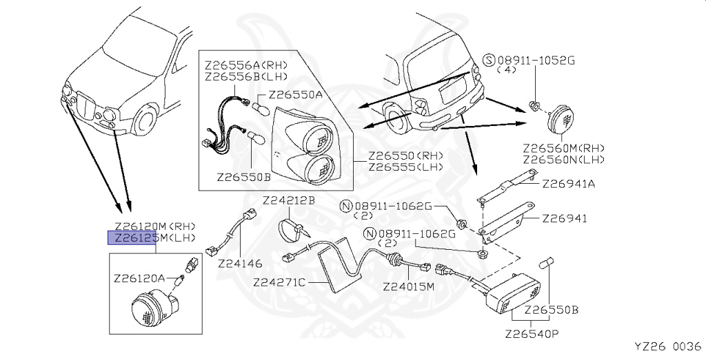 26135-37B00 - Nissan - Turn Signal Lamp Assembly, Front Lh