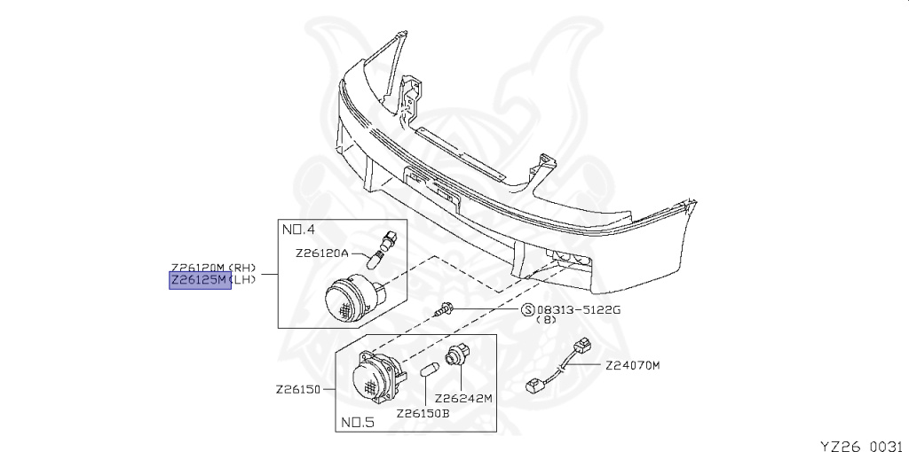 26135-37B00 - Nissan - Turn Signal Lamp Assembly, Front Lh