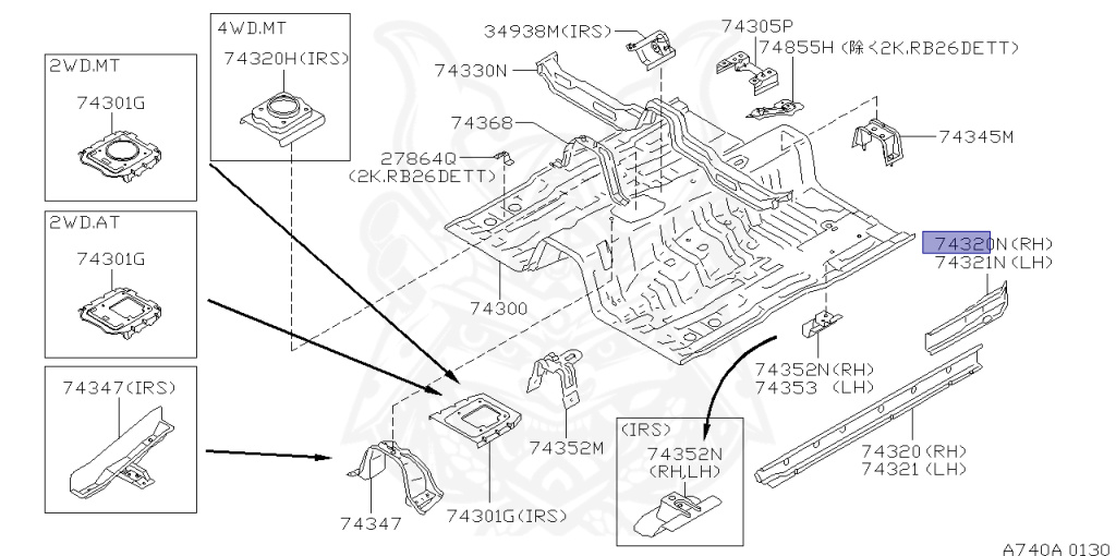 Nissan - Skyline - R34 GT - HR34 - 2000 - 20GT - 4 DOOR SEDAN(4S) - AUTOMATIC-FLOOR SHIFT(AT.F4) - High cast, 2-link (IRS.2WD) - RB20DE
