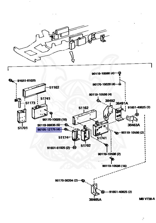 90105-12175 - Toyota - Bolt, Hexagon (for Front Disc Brake Caliper