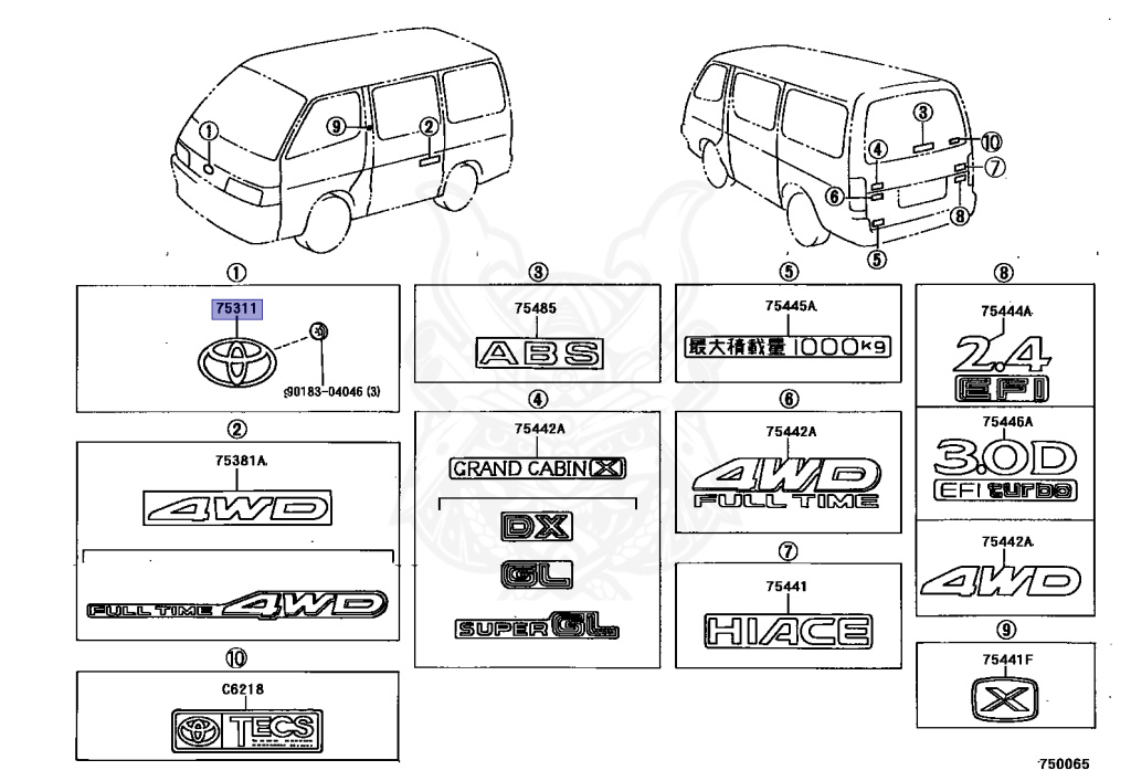 Toyota - Hiace - KZH106W - 1994 - SUPER CUSTOM MOON  ROOF TYPE - 4-DOOR - Automatic - 1KZTE