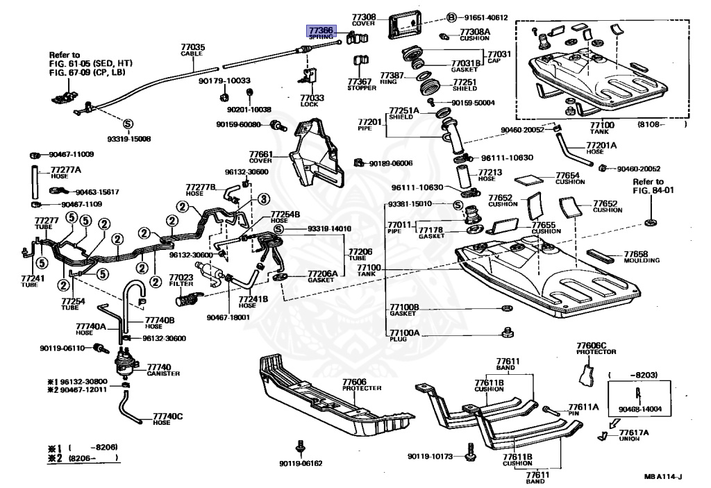 77366-12010 - Toyota - Spring, Fuel Filler Opening Lid Hinge