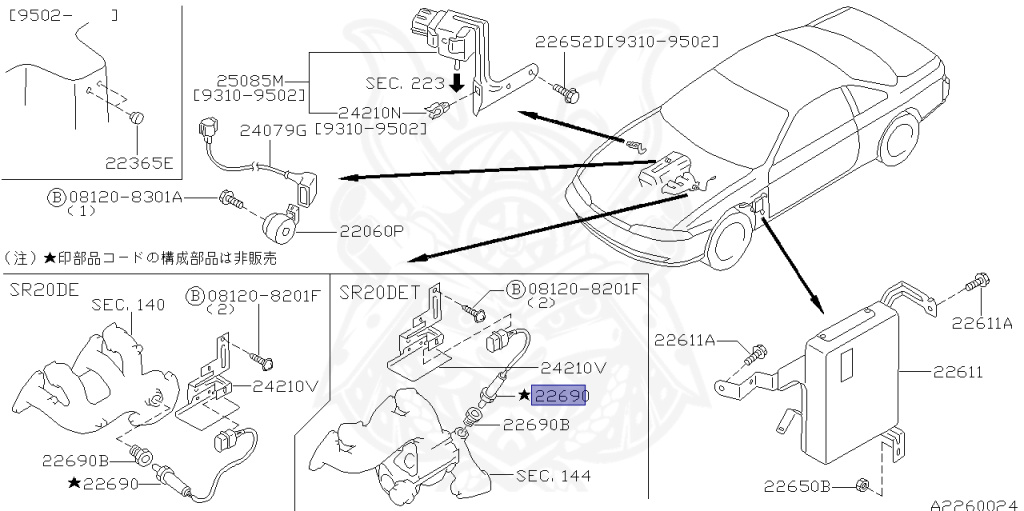 Nissan - Silvia - S14 - 1995 - JS - HARDTOP(K) - MANUAL TRANSMISSION(MT) - TWO WHEELS STEERING(2WS) - SR20DE