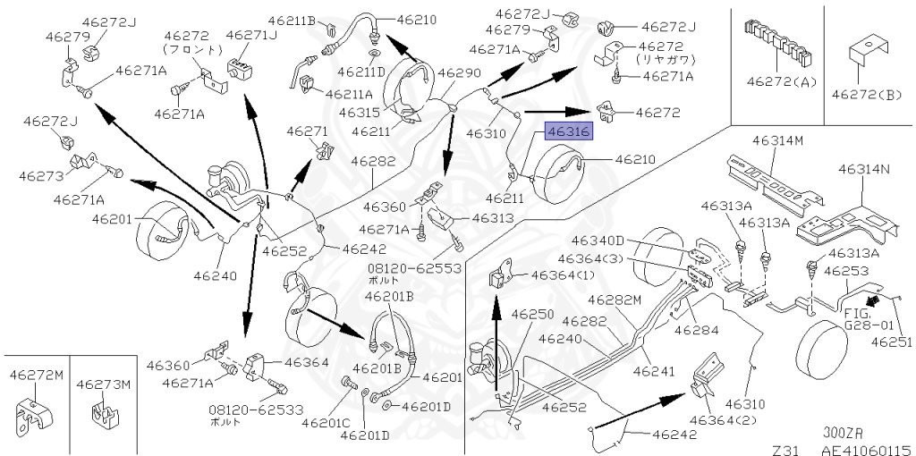 FROM JAPAN 46230-01P00 - Nissan - Tube Assembly, Rear Brake Lh - Nengun
