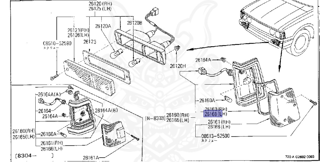 Nissan - Datsun - 720 - 1979 - DELUXE TYPE - CONVERTIBLE(CV) - 2 WHEEL DRIVE(2WD) - 4 SPEED T/M COLUMN SHIFT(R4) - J16S