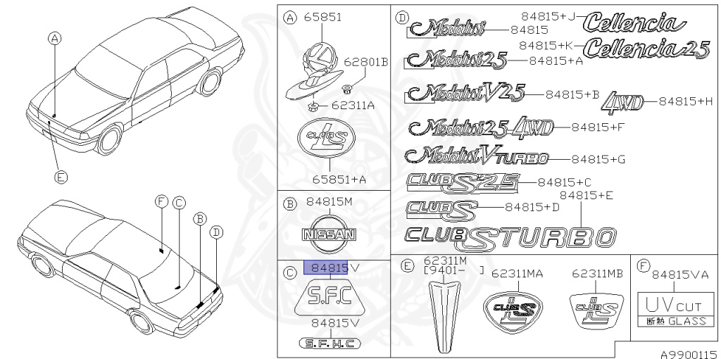 Nissan - Laurel - C34 - 1996 - Celencia - HARDTOP(K) - 2 WHEEL DRIVE(2WD) - AUTOMATIC-FLOOR SHIFT(AT.F4) - IRS TYPE(IRS) - RD28