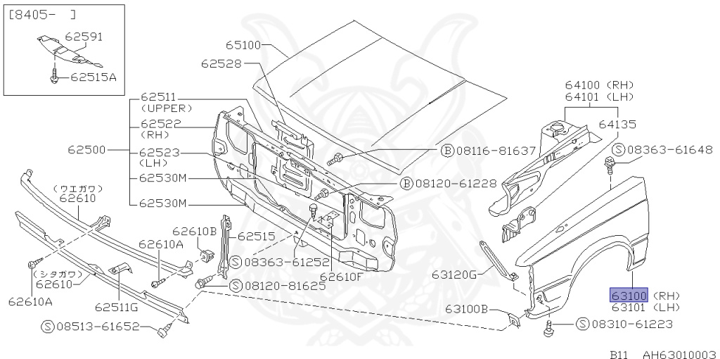 Nissan - Sunny - B11 - 1983 - GLL TYPE - WAGON(W) - 5 SPEED MANUAL TRANS(F5) - E15S