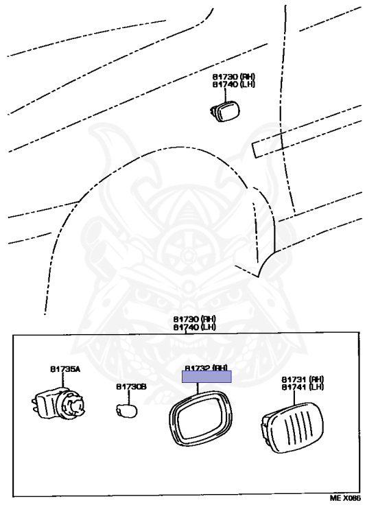 81732-17050 - Toyota - Gasket, Side Turn Signal Lamp Lens, Lh