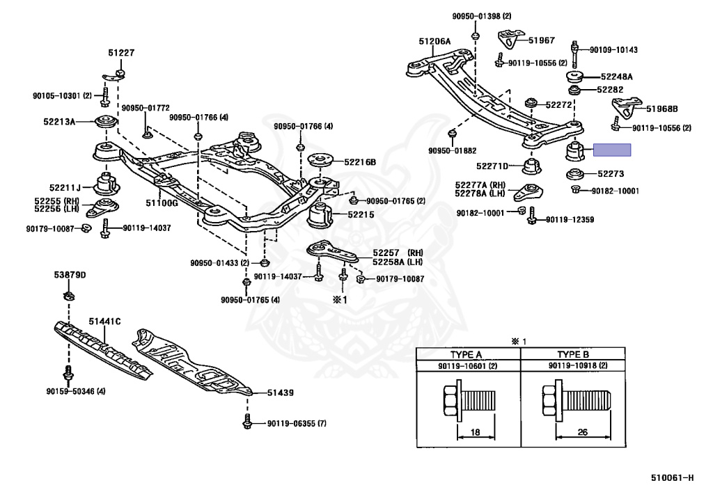 52275-32050 - Toyota - Cushion, Rear Suspension Member Body